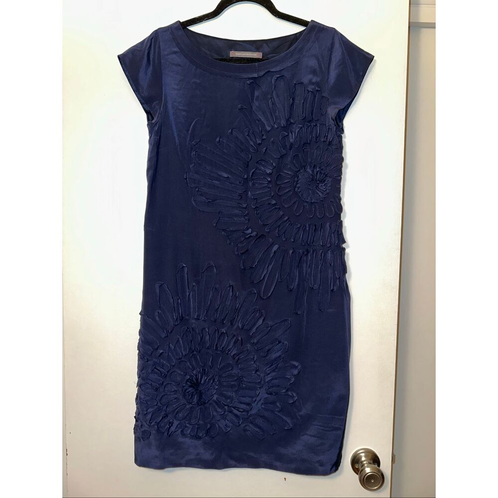 Boden Limited Edition Women’s Midi Dress Floral Detail Silk Navy Blue EUC